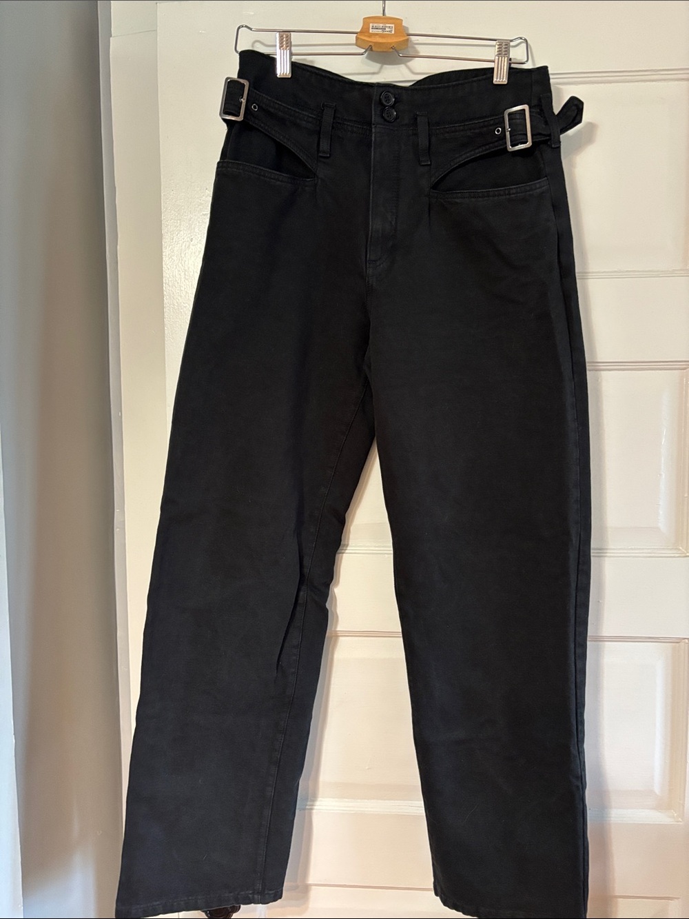 Banana Republic High-Rise Black Women's Jeans with Side Buckle Detail